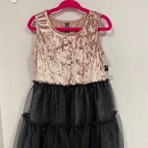 Sparkle Tiered Tulle Dress - Rose/Black